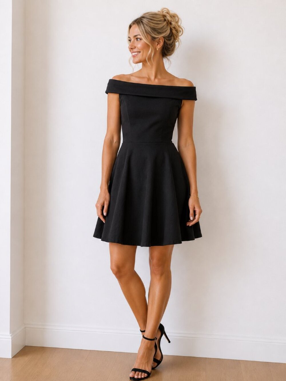 Lulu's Black Off-Shoulder A-Line Dress
